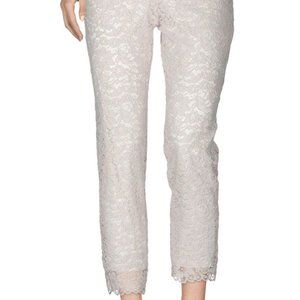 ALESSANDRO LEGORA 6/44 Lace Slim Fit Cropped Party Pants Pale Pink ITALY
